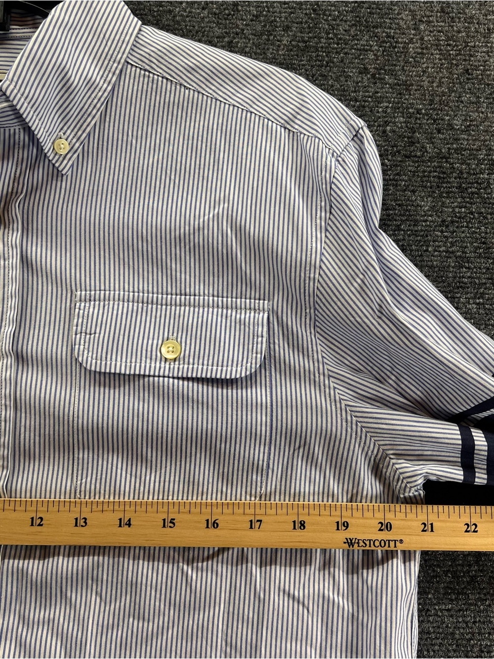 Gant Oxford Button Down L/S Shirt Medium Blue/White Stripe Armband Preppy Career - Picture 6 of 12